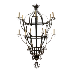 Vintage Boho Wrought Iron Chandelier