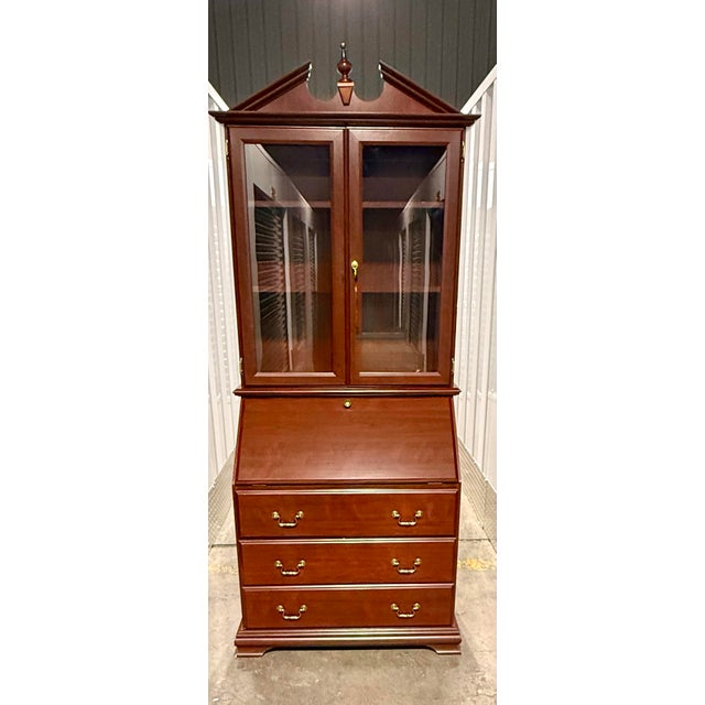 Late 20th Century Chippendale Secretary Desk With Bookcase For Sale - Image 9 of 12