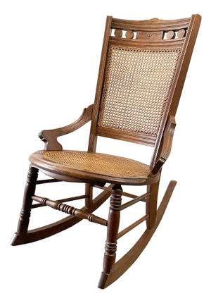 Antique Eastlake Style Cane Rocking Chair