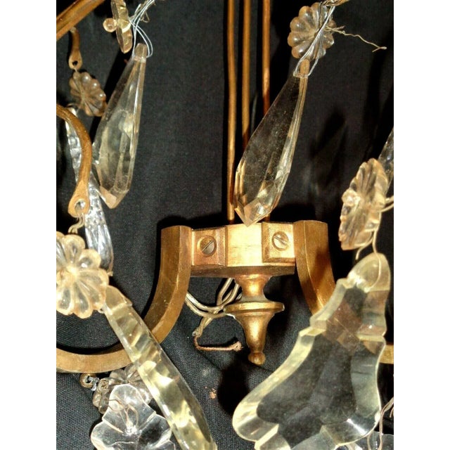 C1920 French Art Deco Bronze W/ Cut Crystal Lyre Back Wall Sconces For Sale - Image 10 of 13