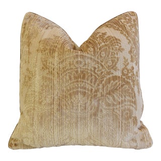 Lee Jofa Designer Imperial Velvet Botanical Floral Feather/Down Pillow 21" Square For Sale