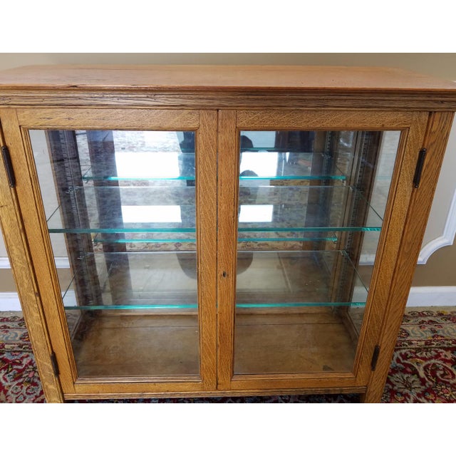 Small Scale Antique Quartered Oak Glass Door Curio Display