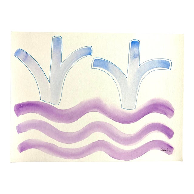 Cassandra Auker Contemporary Painting “River’s Edge” Watercolor For Sale