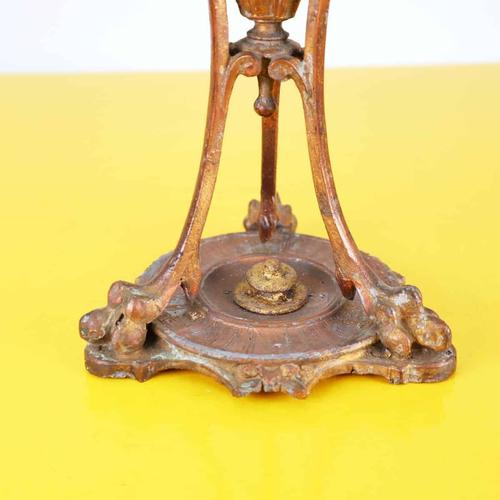 Brown Vintage Art Nouveau Metal and Glass Lamp For Sale - Image 8 of 11