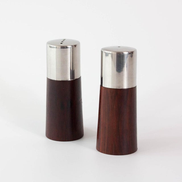 Vintage Danish Wood and Chrome Salt and Pepper Shakers, 1960s, Set of 2 For Sale - Image 12 of 12