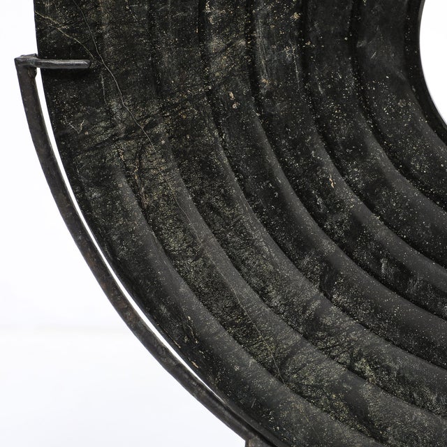 Holly Hunt Mid-Century Modernist Bi-Disc Sculpture in Black Sandstone by Holly Hunt For Sale - Image 4 of 13