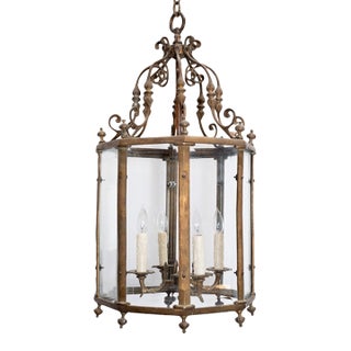 1900s Large Octagonal Glass Lantern For Sale