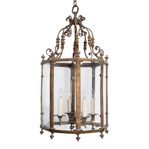 1900s Large Octagonal Glass Lantern