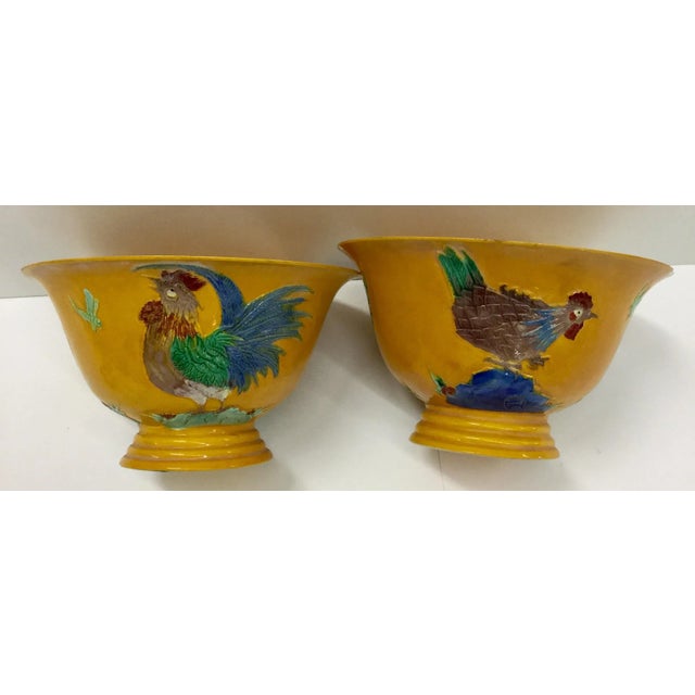 Chinese Hand Painted Emperor Yellow Bowls - a Pair For Sale - Image 12 of 13