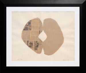 Conrad Marca-Relli "Ibiza" Brown and Neutral-Toned Abstract Minimalist News Print Collage Ed. 12/35, 1968