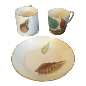 1810 Antique Wedgwood Creamware Shadow Leaf - Tea Cup, Coffee Can and Saucer Dish - 3 Pieces