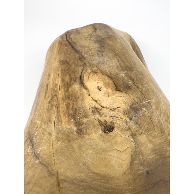Vintage Hand-Carved Wooden Trough Bowl – Sculptural Rustic Centerpiece With Natural Patina For Sale - Image 18 of 18
