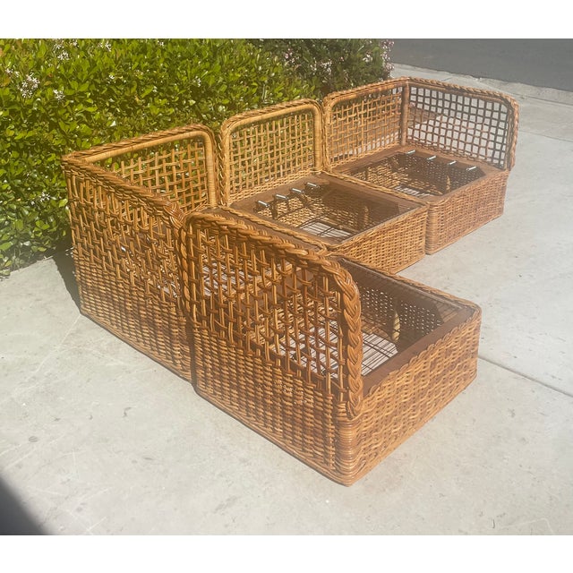 Vintage Wicker Sectional Sofa With New Sunbrella Cushions For Sale - Image 9 of 10