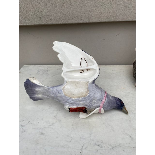 19th Century French Majolica Pigeon Wall Pocket For Sale - Image 10 of 11