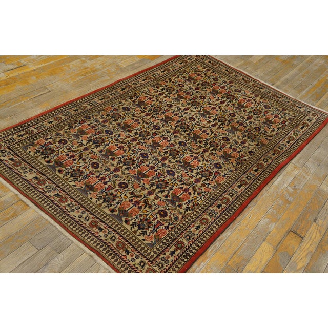 Traditional Outstanding Ivory Color With Special Paneled Garden and Medallions Antique Persian Qum Rug For Sale - Image 3 of 8