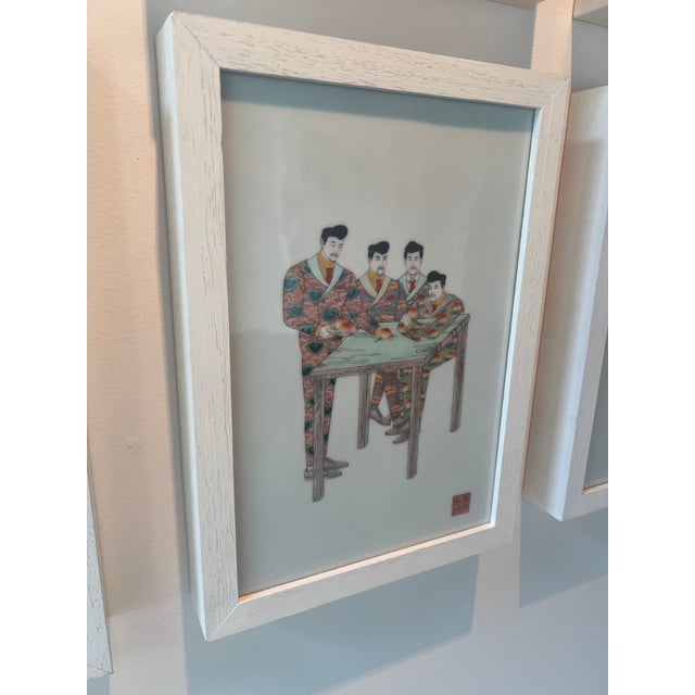 Feng Bin Square Table Peach Meeting, 2021-22 overglazed five colors on ceramic painting 12.5 x 8.5 in. 13.5 x 9.5 in....