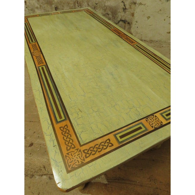1970s Hand Painted Celtic Viking Themed Table by Tina Turner, 1970s For Sale - Image 5 of 14