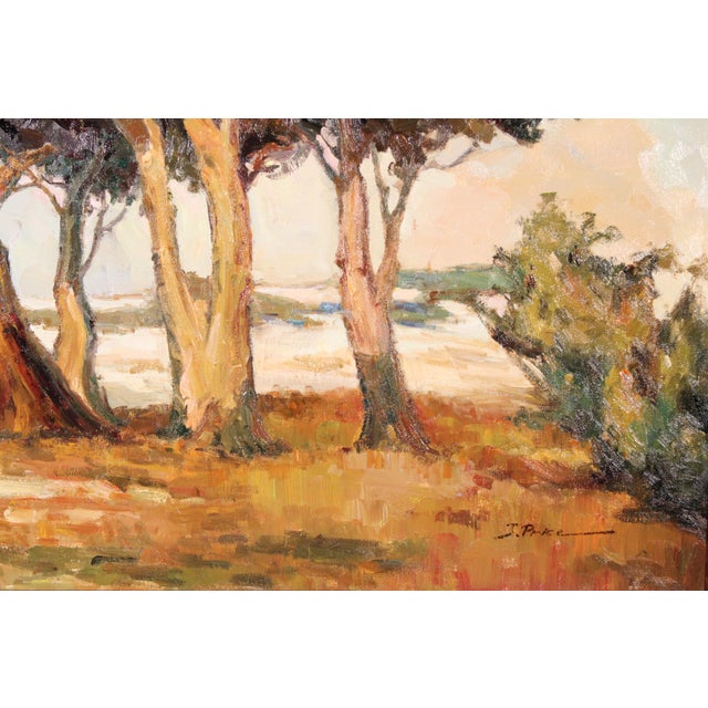 Brown Large Impressionist Painting of the Monterey Coastline Signed Price For Sale - Image 8 of 11