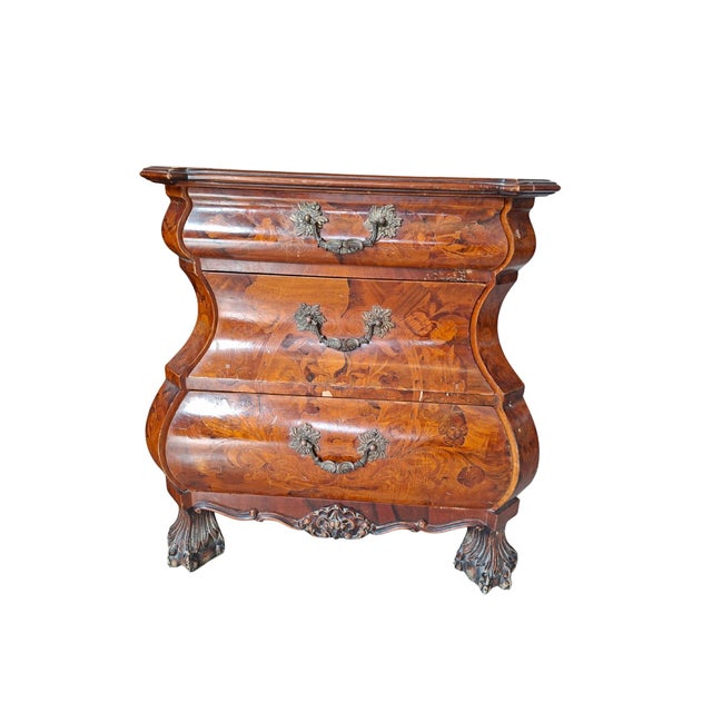 1920s Vintage Dutch Baroque Triptych Drop-Leaf Cabinet and Inlaid Nightstands, 1920s, Set of 3 For Sale - Image 5 of 18