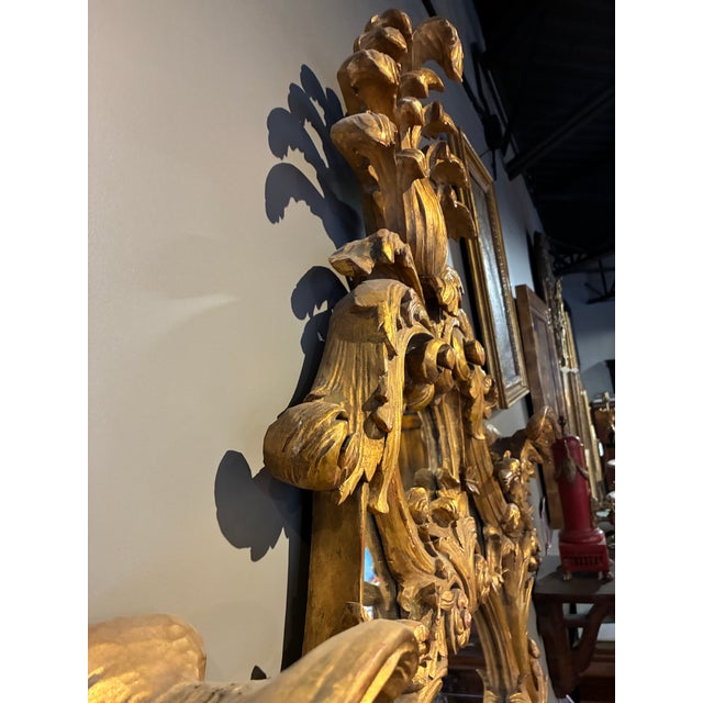 18th Century Pair of French Gilded Mirrors With Chinese Cranes For Sale - Image 9 of 12