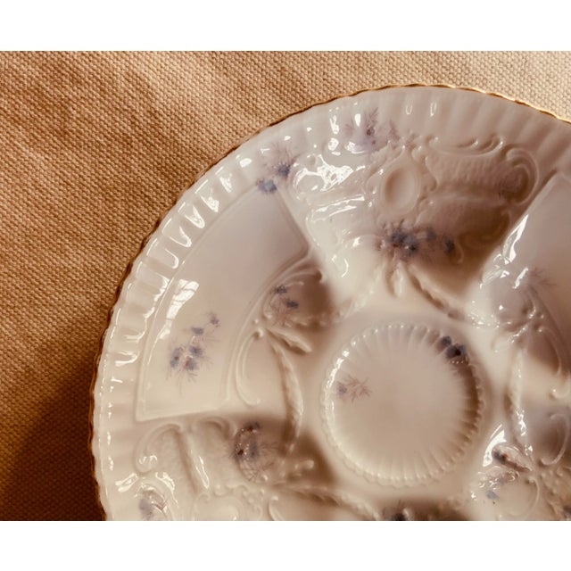Handpainted French Porcelain Oyster Plate - 19th Century Elegance For Sale - Image 4 of 4