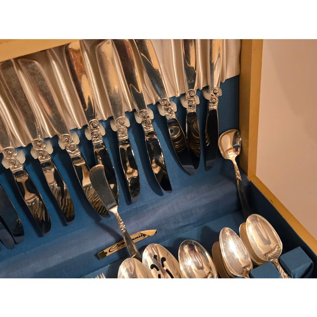 Complete 12 Places Settings Plus Extras South Seas Art Nouveau Silverplate Flatware - Set of 73 For Sale - Image 12 of 16