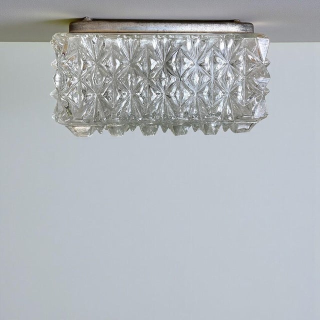 Mid-Century Modern Small Rectangular Glass Flush Mount from ERCO, 1960s For Sale - Image 3 of 11