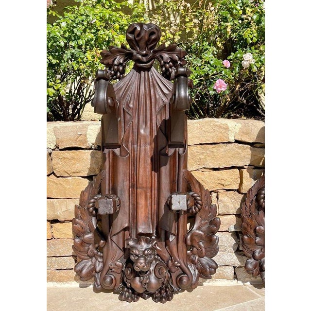 Neo-Renaissance Wall Coat Racks in Walnut, Set of 2 For Sale - Image 6 of 13