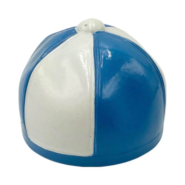 Mid-Century Modern Vintage Equestrian Jockey Cap Bottle Opener Blue & White For Sale - Image 3 of 13