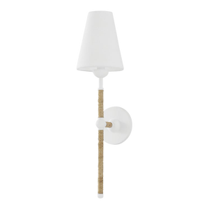Mitzi Mariana 1-Light Wall Sconce with Rattan Accent, Textured White