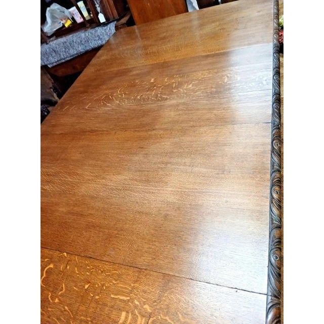 Antique 19th Century Two-Leaf Carved Oak Extending Dining Table, 1850 For Sale - Image 12 of 14