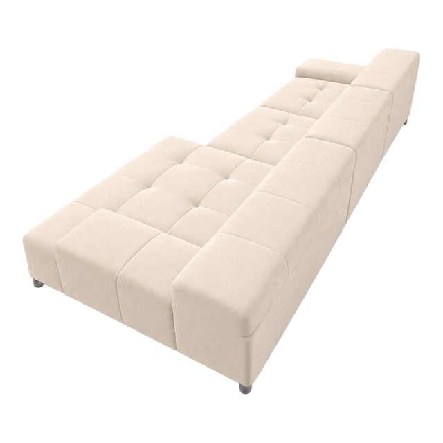 Large Cantoni 3-Pc Modular Sectional Sofa in Off-White Cream Micro-Suede, Like New For Sale