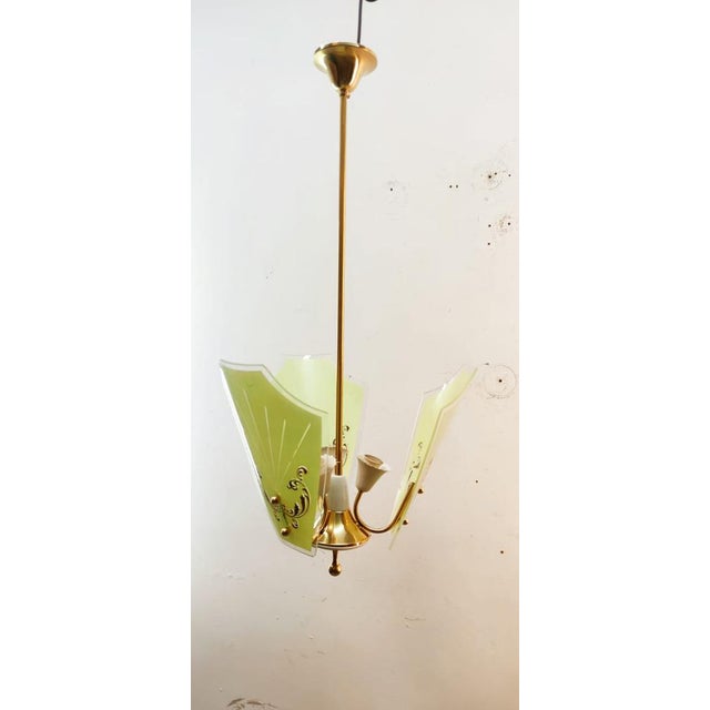 Metal Suspension Lamp with 3-Decorative Glasses For Sale - Image 7 of 18