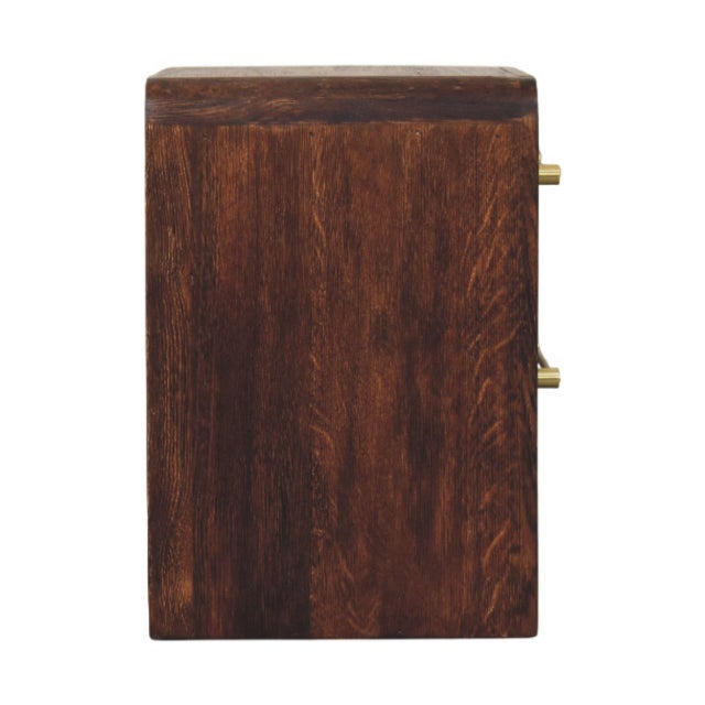 Wood Smoked Oak and Mango Wood Curved Nightstand For Sale - Image 7 of 8