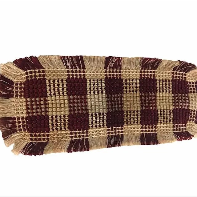 Multicolored cotton blend Chenille Plaid Dolly with fringe.