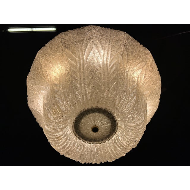 Metal Chandelier attributed to Barovier & Toso, Murano, 1940s For Sale - Image 7 of 17
