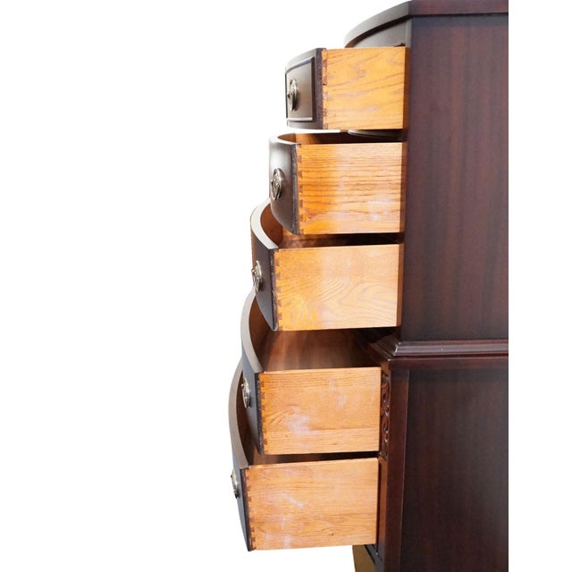 Vintage Antique Solid Mahogany Traditional Duncan Phyfe Style 34" Bow Front Chest on Chest For Sale In Kansas City - Image 6 of 11