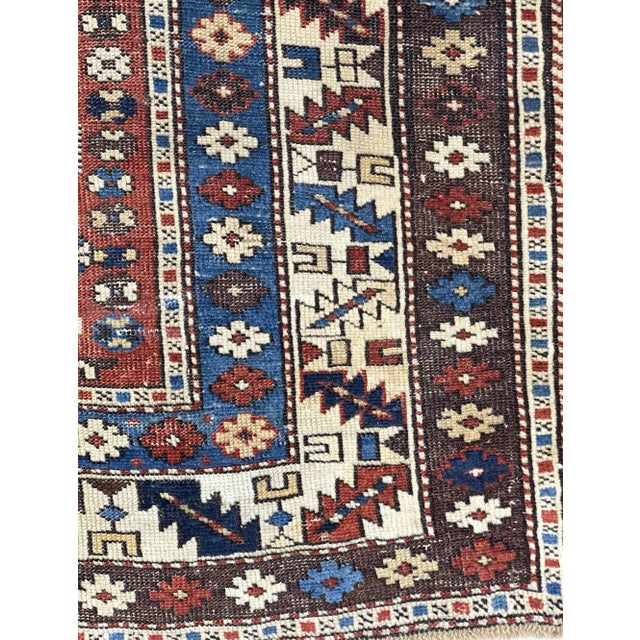 Antique Caucasian Lezgi Rug 3'7" X 5’2"` For Sale - Image 4 of 7
