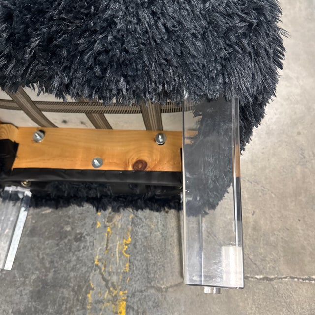 Skyline Furniture Black Faux-Fur Slipper Chair + Acrylic Legs For Sale - Image 12 of 12
