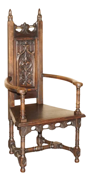 Antique English Gothic Revival Armchair in Oak, 1900