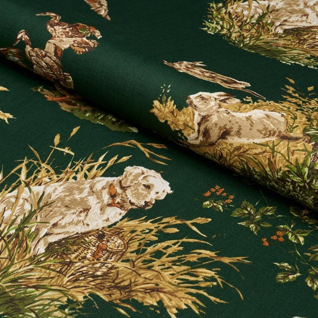 2020s Schumacher Dog & Duck Fabric In Verdant For Sale - Image 5 of 5