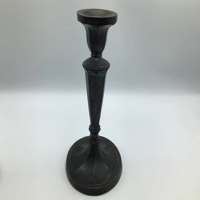 1960s Bronze Georgian Style Candle Holders - A Pair For Sale - Image 5 of 13