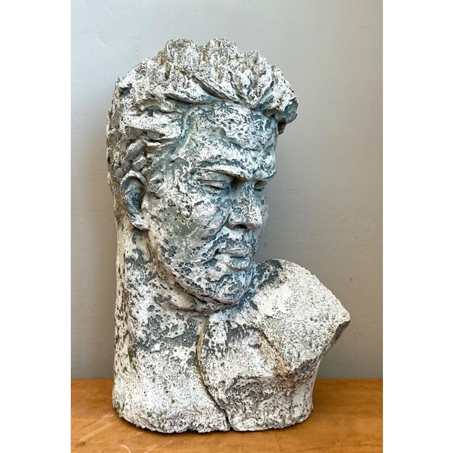Vintage Weathered Stone Bust Wall Sculpture For Sale - Image 12 of 14