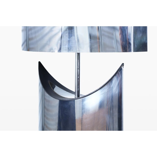 Mid-Century Modern Crescent Moon Chrome Table Lamp by Curtis Jere, 1970s For Sale - Image 10 of 11