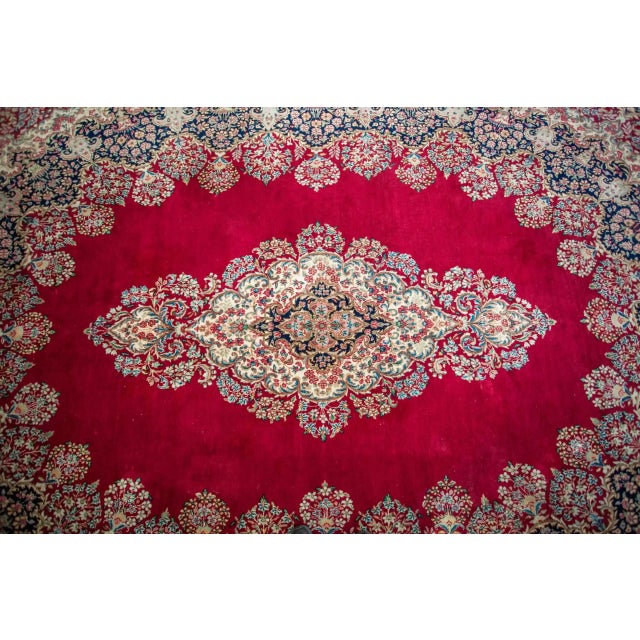 Middle Eastern Hand-Knotted Kerman Rug For Sale - Image 4 of 12