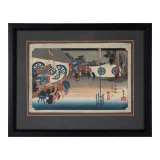 Stage 48 of the 53 Stages of the Tokaido - Japanese Woodblock on Rice Paper by Utagawa Hiroshigepe For Sale