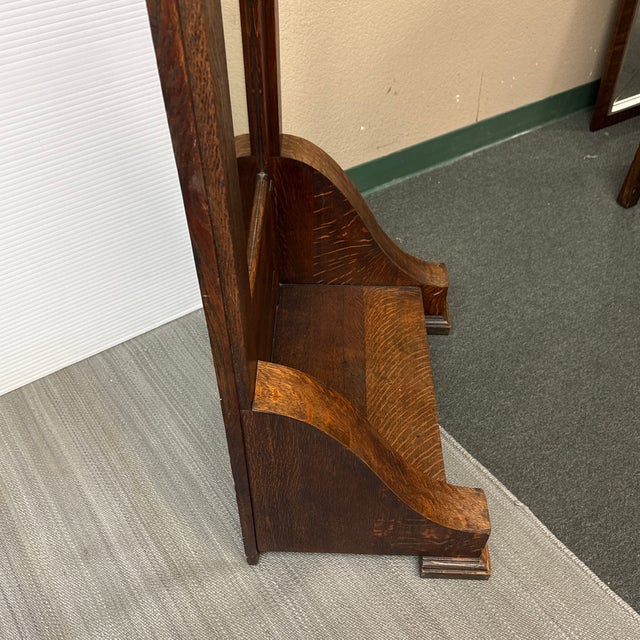 Arts & Crafts Tiger Oak Wood Hall Tree For Sale - Image 12 of 12