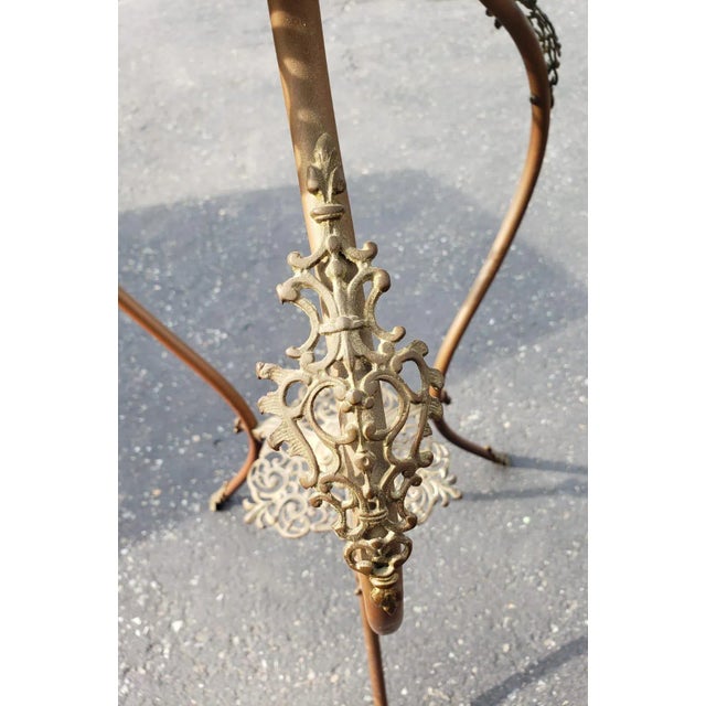 1970s Carved Iron With Stone Top Plant Stand For Sale - Image 4 of 7