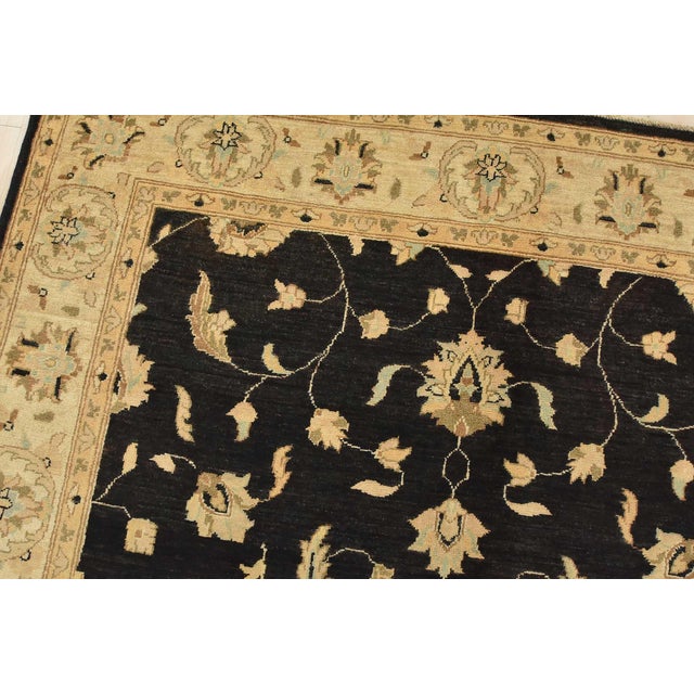 Ziegler Rug 5’11” X 9′ Black Wool Traditional Hand-Knotted Oriental Carpet For Sale In Philadelphia - Image 6 of 13