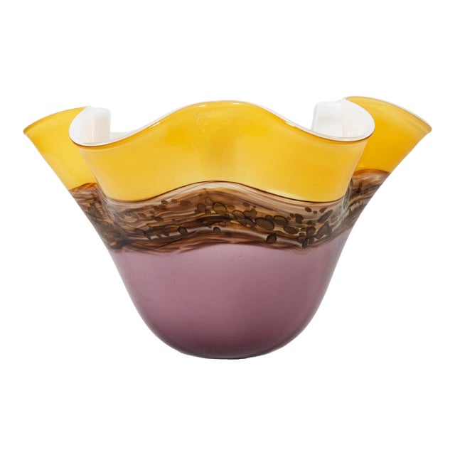Purple and Yellow Handblown Glass Vessel Viz Glass Inc. For Sale